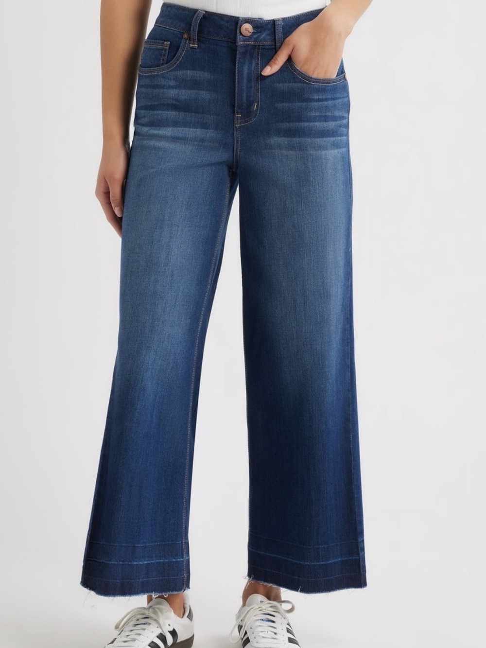1822 Denim Release Hem High Waist Wide Leg Jeans, Dark Wash, 4/27